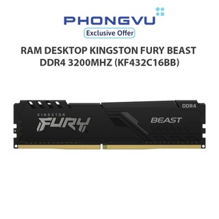 Bộ nhớ/ Ram Desktop Kingston Fury Beast DDR4 3200MHz (KF432CBB/16) - Bảo hành 36 tháng