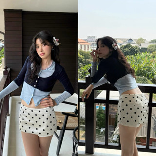  Chân váy chấm bi chữ A dáng ngắn ôm – Quần váy khoá kéo sườn sexy mặc đi chơi phong cách Hàn Quốc    E_CV08   