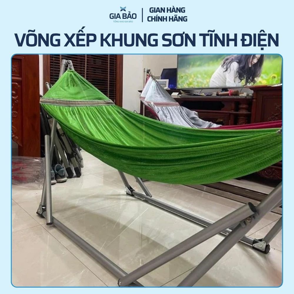 Võng xếp khung sắt sơn tĩnh điện size người lớn - Võng + khung