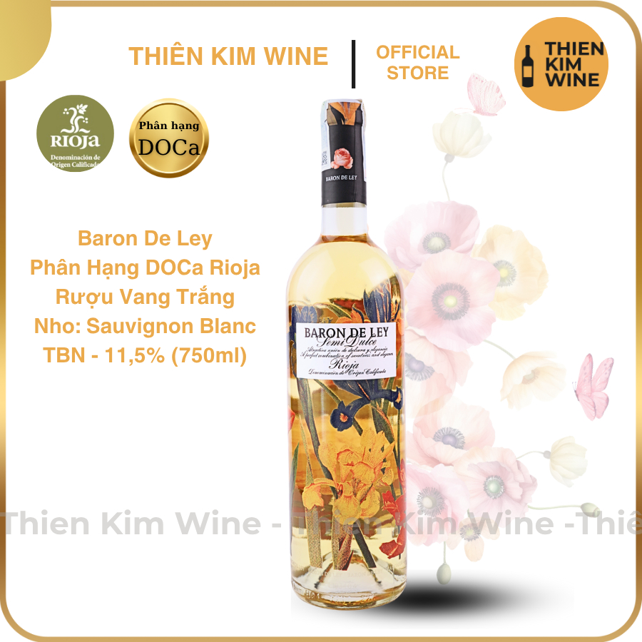 [Chính Hãng] - Rượu Vang Trắng Tây Ban Nha Baron De Ley Blanco Semidulce (Bán Ngọt) DOCa Rioja - 750ml (11,5%)