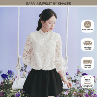 Jumpsuit ren dài tay cổ tàu Sara Jumpsuit by Khales tay bồng nhẹ nhàng