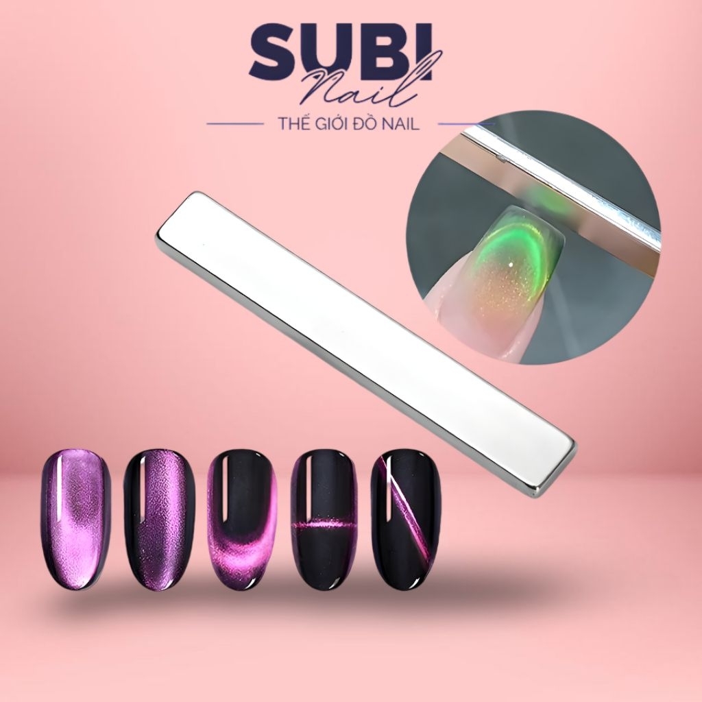 Nam châm chữ nhật nam châm ngang hơ mắt mèo lực hút siêu mạnh - Subi Nail