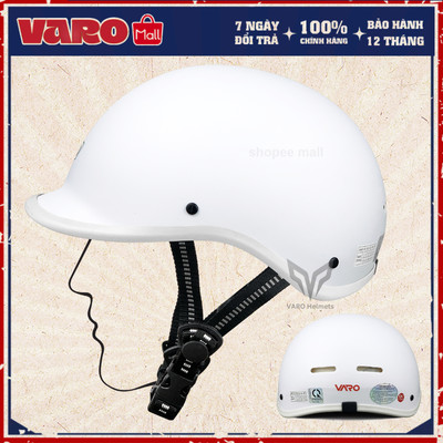 Mũ Bảo Hiểm Dáng Cá Heo TRẮNG NHÁM VaroHelmet - Nón Cá Heo Chính Hãng Đạt Chuẩn Kiểm Định Freesize