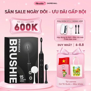 [GIÁ 636K TẠI LIVE SHOP]  Bàn chải điện Brushie Promax phiên bản nâng cấp 2025, 15 chế độ làm sạch chuyên bi