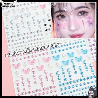  Tấm Sticker Đá Đính Mặt Sẵn Keo Nhiều Mẫu Charm Trang Điểm Makeup 