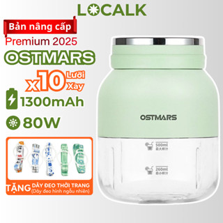 Máy Xay Sinh Tố Cầm Tay OSTMARS LOCALK Có Dây Đeo, Máy Xay Hoa Quả Kiêm Bình Đựng Có Nắp Chống Tràn