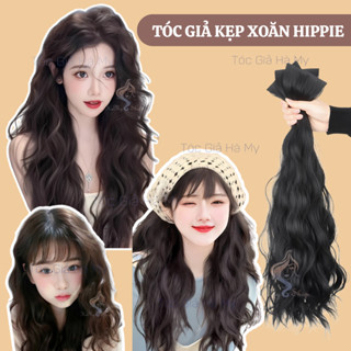 Tóc Giả Xù Mỳ Xoăn Sóng Hippie Kẹp Phím Làm Dày Phồng Tóc 45cm 55cm