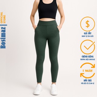 Quần Legging Nữ Bosimaz MS118 dài túi trước màu tiêu xanh cao cấp, thun co giãn 4 chiều, vải đẹp dày