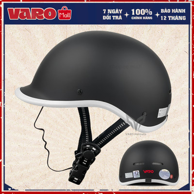 Mũ Bảo Hiểm Kiểu Dáng Cá Heo Chính Hãng VARO Đen Nhám - Nón Cá Heo Charm Chữ Hot Trend Đạt Chuẩn