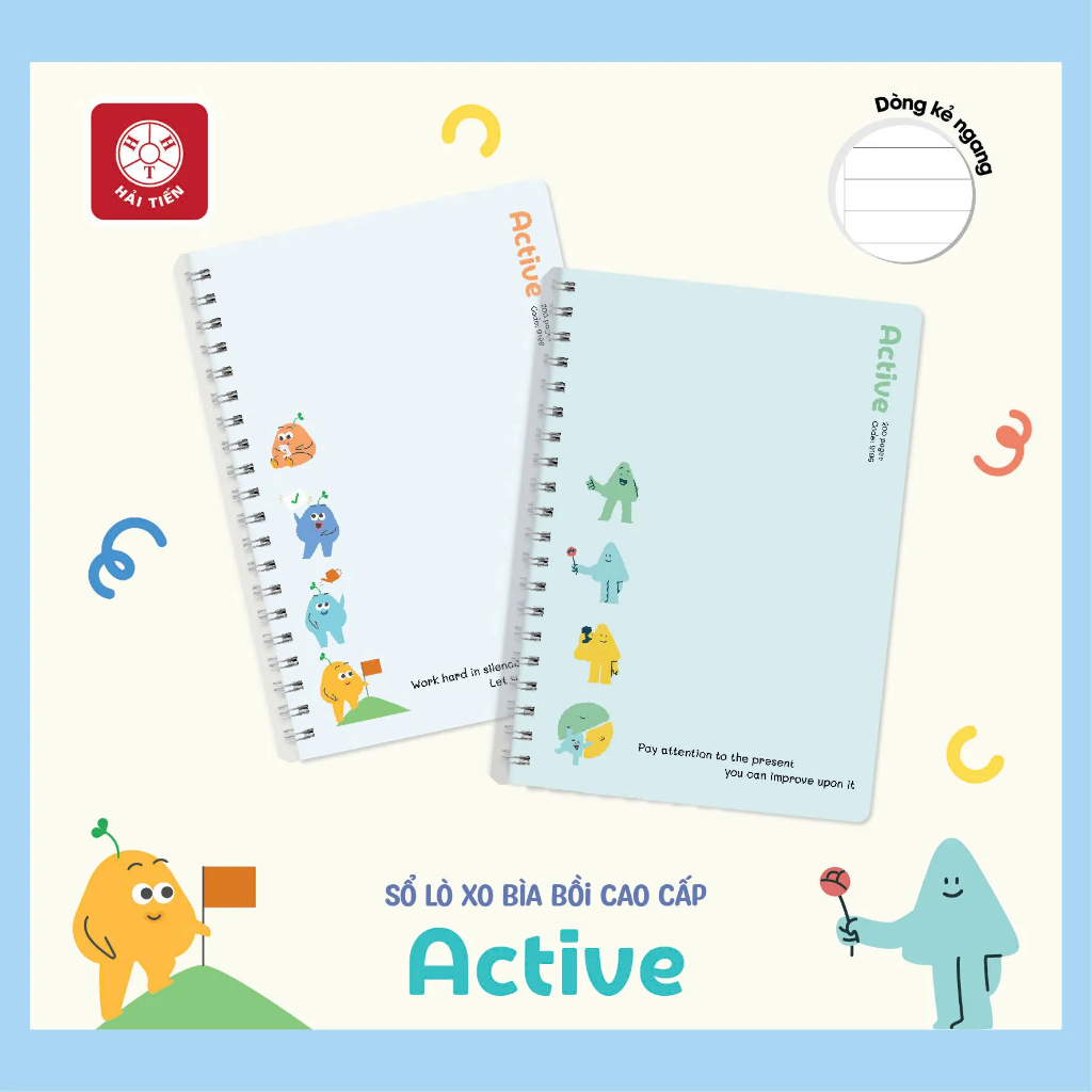 Sổ lò xo Hải Tiến Active A6 200 trang, sổ lò xo dùng cho học sinh