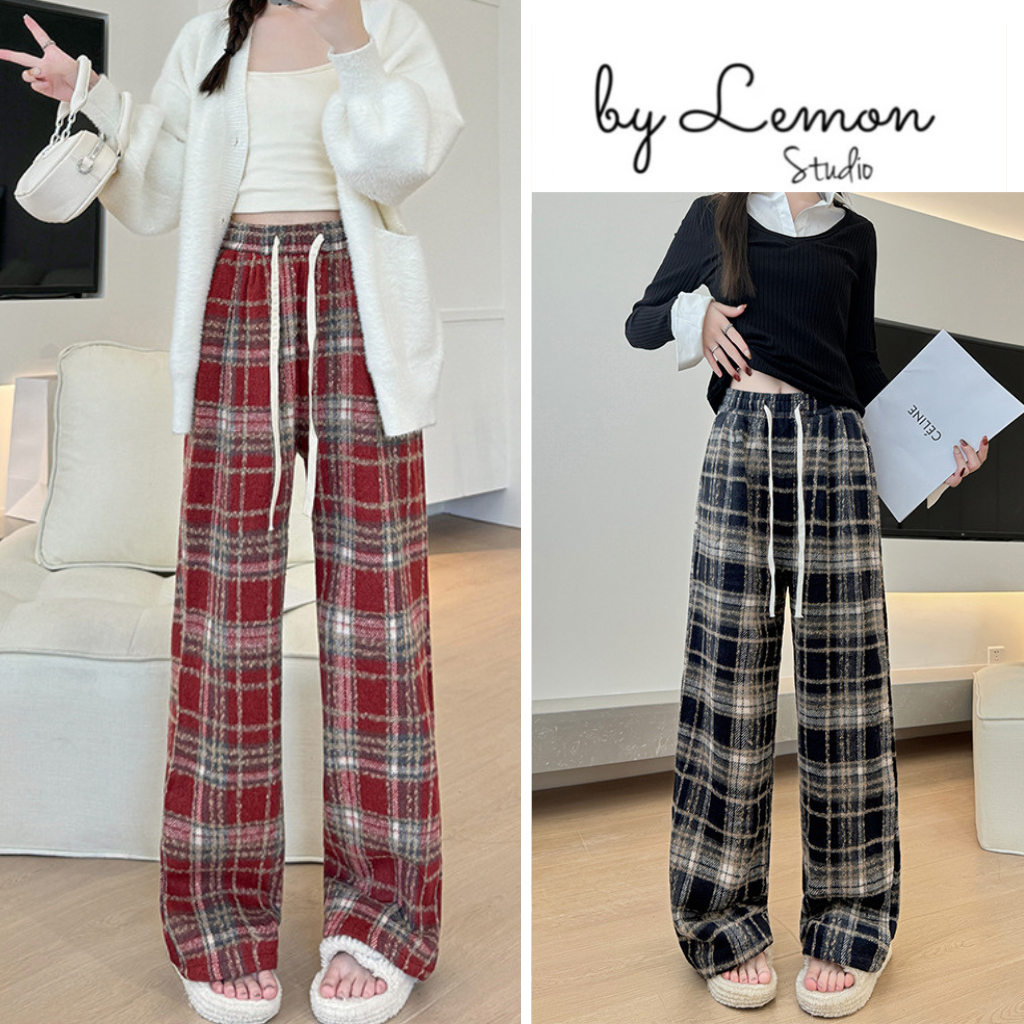 𝑷𝒊𝒏𝒌_𝑺𝒕𝒖𝒅𝒊𝒐//  ```Quần Dạ Caro Ống Rộng Nữ Hàn Quốc LM55, Phong Cách Ulzzang Đang Hot Trend Hiện Nay