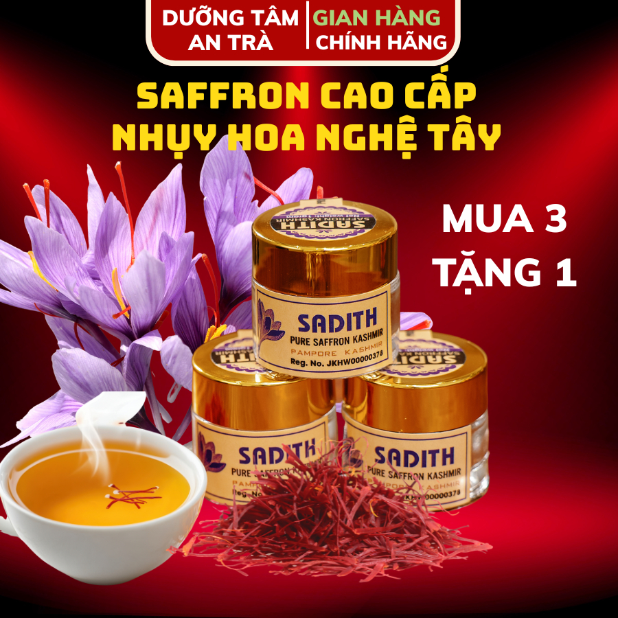 Saffron Nhụy hoa nghệ tây cao cấp - Kashmir Ấn Độ lọ thủy tinh 1G