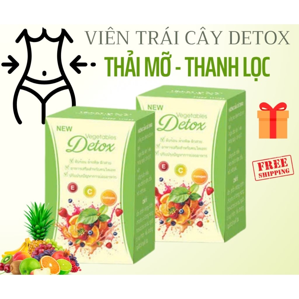 ( COMBO 2 HỘP ) Viên Trái Cây Detox & Viên Detox Thải Mỡ , Thanh Lọc