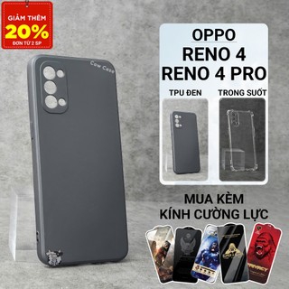 Ốp lưng Oppo Reno4, Reno 4 pro 5g Cowcase trơn màu đen | Ốp điện thoại Oppo dẻo bảo vệ camera đt toàn diện