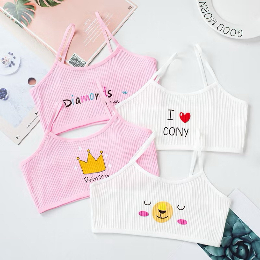 [Combo 4 áo A1] Áo bra ngực học sinh, áo lót cotton kg mút, áo lá 2 dây cho học sinh cấp 2