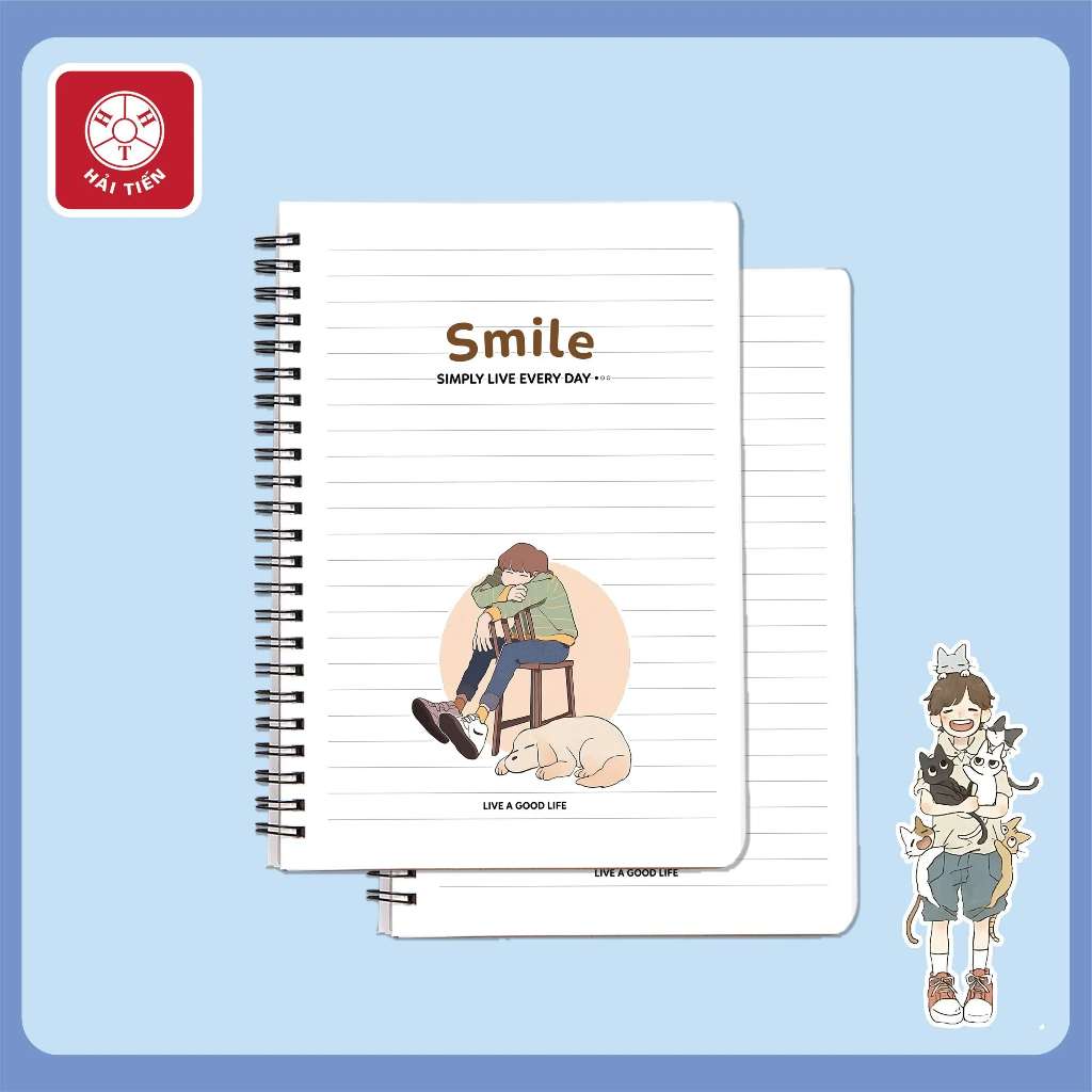 Sổ lò xo Hải Tiến Smile A6 200 trang, sổ lò xo dùng cho học sinh