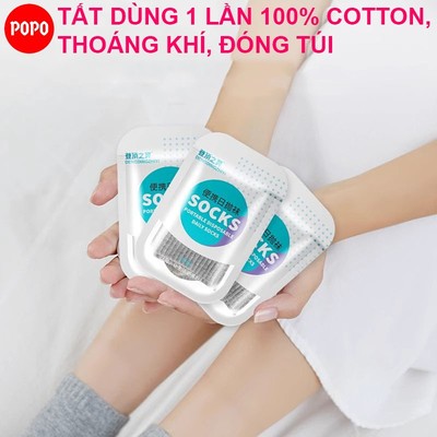 Tất dùng 1 lần nam nữ SPORTY 100% cotton dạng túi, thoáng khí, thấm hút mồ hôi, dễ dàng mang theo