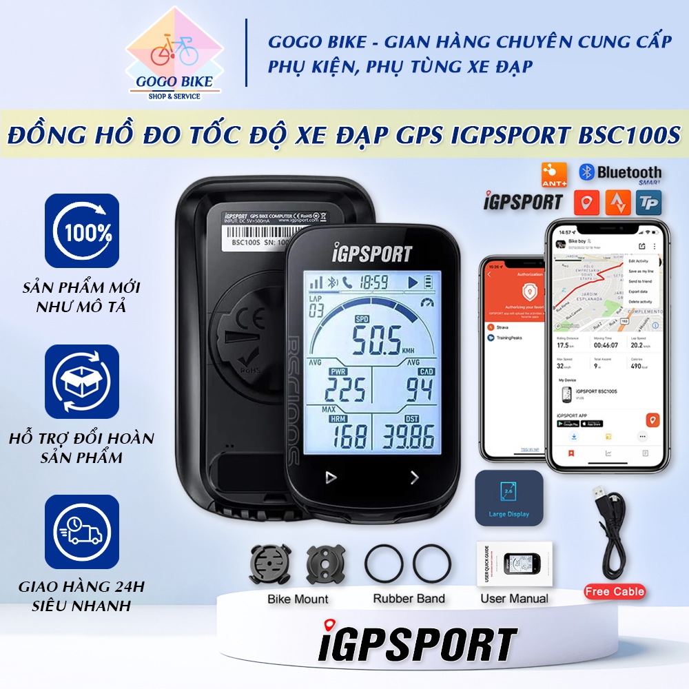 [GoGo Bike] Đồng hồ đo tốc độ xe đạp định vị vệ tinh GPS IGPSPORT BSC100S
