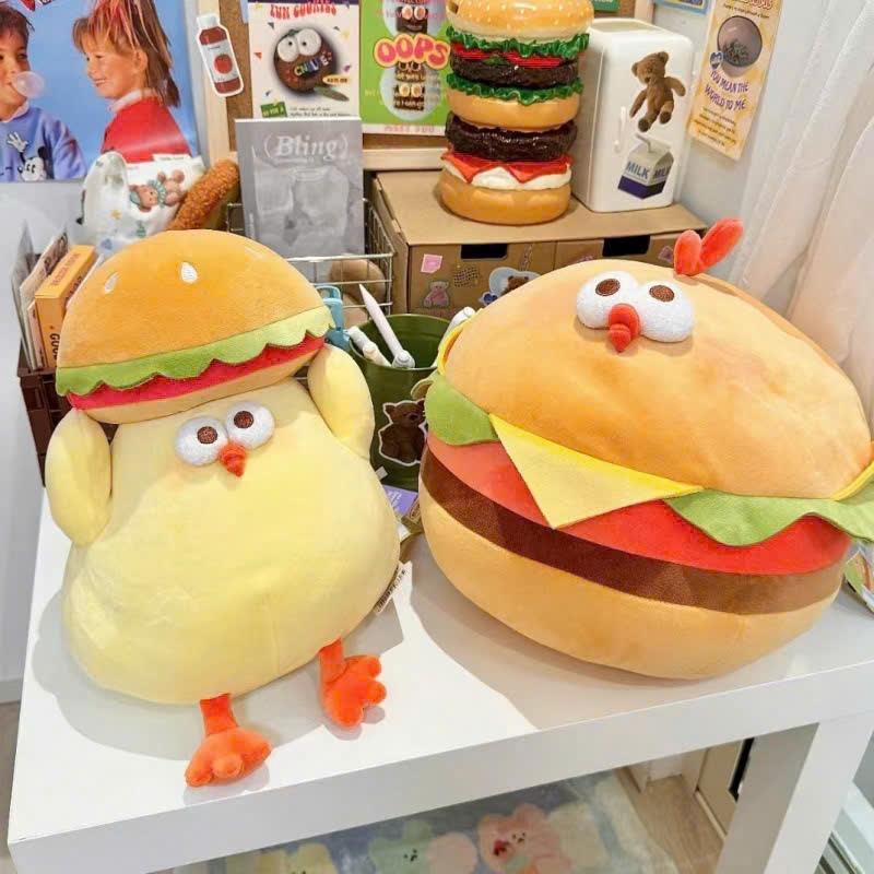 Gấu Bông búp bê Gà Hamburger Dundun Hottrend ANVIHOME Chất miniso Bánh Gà Hamburger làm quà tặng