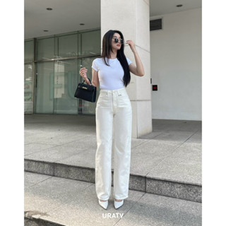 Quần jeans nữ suông dài trơn chất không co giãn JB02 URATV
