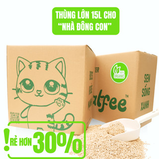 Cát mèo hữu cơ CatfeeTM - Cát vệ sinh cho mèo - Cát Gỗ Thùng 15L Tiết Kiệm cho nhà đông con