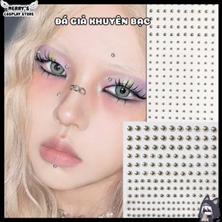  Khuyên Charm Đá Giả Kim Loại Bạc Sẵn Keo Dính Giả Khuyên Xỏ Bạc Vàng 3D Trang Điểm Makeup Đính Mặt 