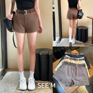 [ HÀNG MỚI VỀ] Quần short nữ SEE'M dáng ngắn chất liệu kaki,có kèm đai lưng fom chuẩn đẹp QS-001