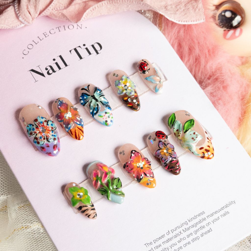 Nails box hand made 3D hoa bướm nổi siêu đẹp