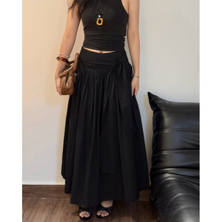 KAREN SKIRT | HeibyHer | Chân váy midi dài dáng xoè phối cột eo chất thô hàn 