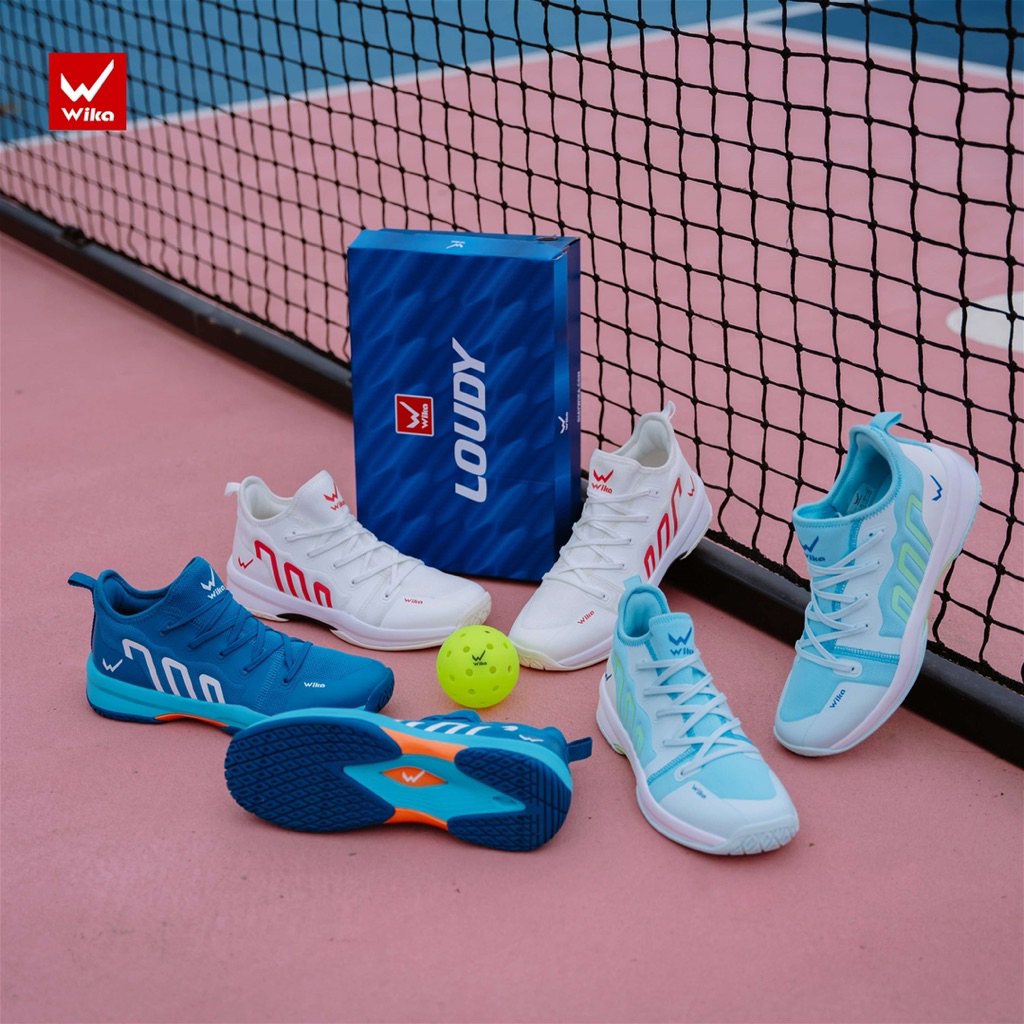Giày thể theo cổ chun dệt Pickleball, cầu lông Wika Loudy thời trang [QUÀ TẶNG]