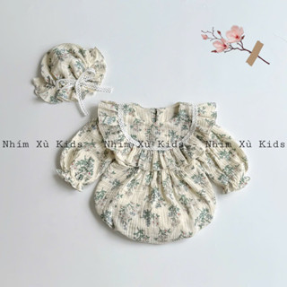   3-12kg  Body Hoa Nhí Xô Muslin NHÍM XÙ KIDS Cho Bé Gái Sơ Sinh Đầy Tháng Thôi Nôi B077 