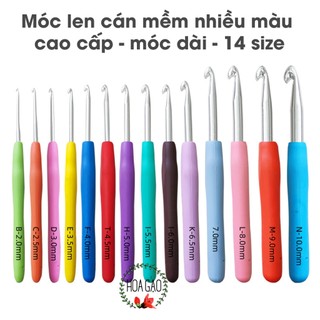 Kim móc len cán dẻo BỘ 14 SIZE móc êm loại 1, handmade đủ size HOA GẠO