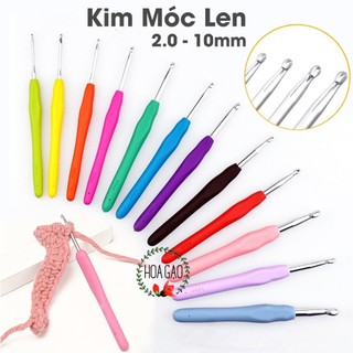  Kim Móc Len Cán Nhựa Cao Cấp Đầy Đủ Size 2mm-10mm Dụng Cụ Móc Len Dành Cho Người Mới Bắt Đầu Nhiều Màu Sắc 