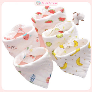  Set 5 yếm xô tam giác 6 lớp organic Many hai cúc bấm cho bé 