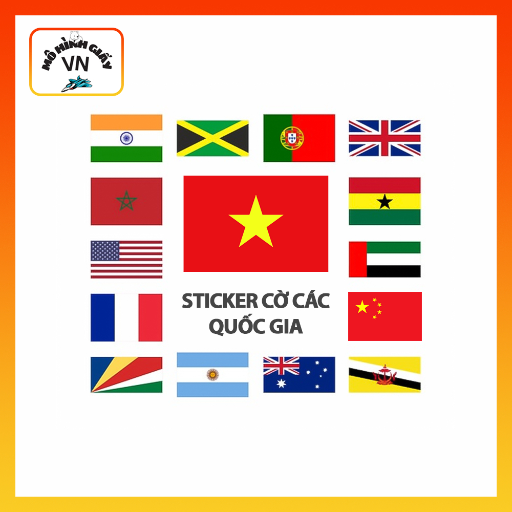 Combo 30 Sticker Cờ Các Quốc Gia, Tem Dán Decal Cờ Các Nước Cao Cấp, Chống Nước - MohinhgiayVN