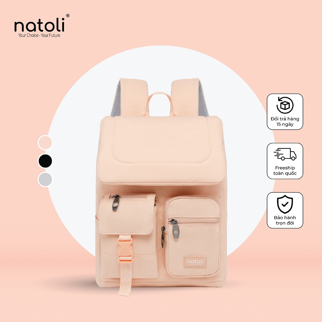 Balo đựng laptop nữ đi học thương hiệu NATOLI, cặp đi học chống sốc chống nước tốt Global Backpack B8