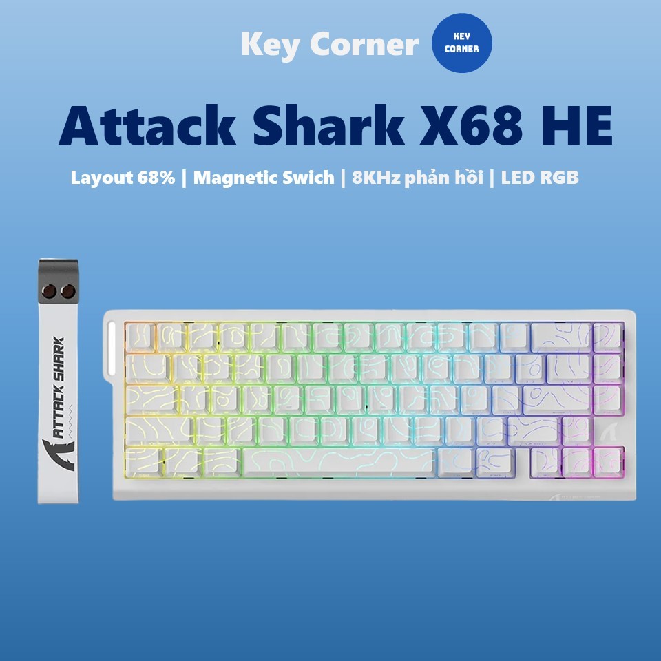Bàn Phím Cơ Gaming Rapid Trigger Attack Shark X68HE | 8KHz Polling | RGB | PBT Keycap | Magnetic Swi