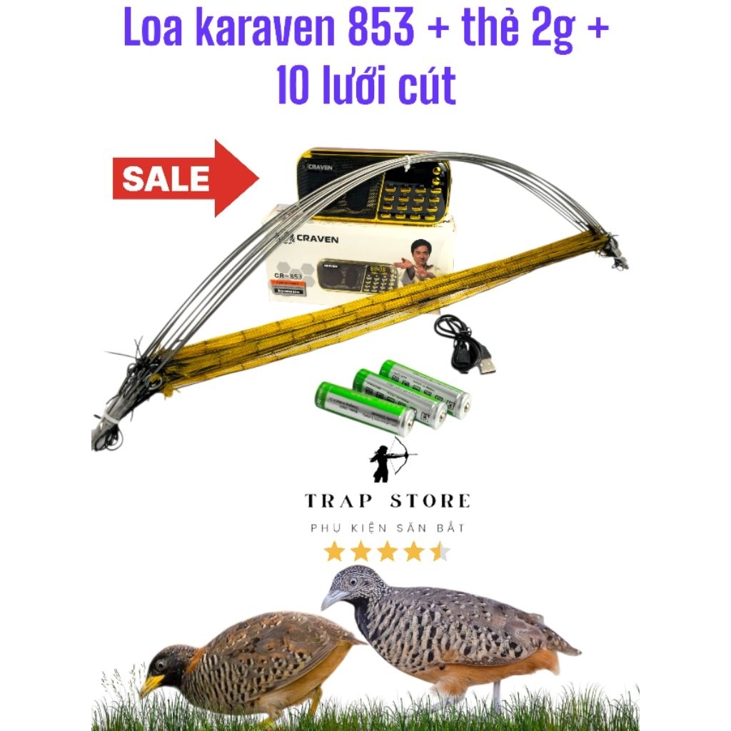loa craven 853 + thẻ 2g tiếng cút + 10 lưới cút