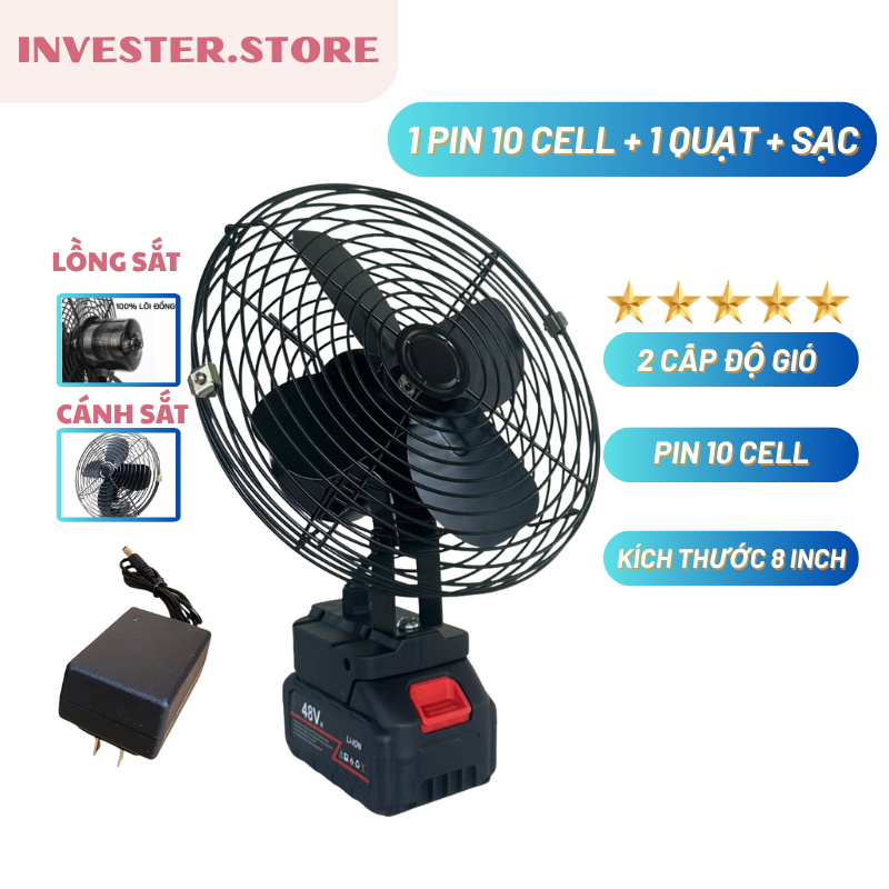 Quạt Tích Điện Pin 10 Cell Dùng Liên Tục 8H, Quạt Makita Để Bàn 2 Cấp Độ Gió Siêu Mát