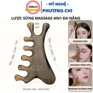 Lược Massage Đầu 4in1 Bằng SỪNG, Mát Xa Đầu, Mặt, Mũi Toàn Thân Đa Năng  | Mỹ Nghệ Phương Chi