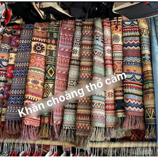  Khăn choàng thổ cẩm,khăn quàng cổ chất liệu vải thổ cẩm sợi dệt 