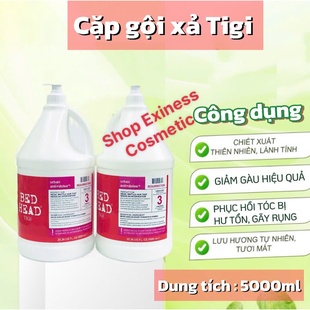  Dầu Gội Can 5 Lít Bed Head Tigi Đỏ Số 3 Dành Cho Tóc Hư Tổn Nặng 5000ML  Dầu Gội cho salon tóc  