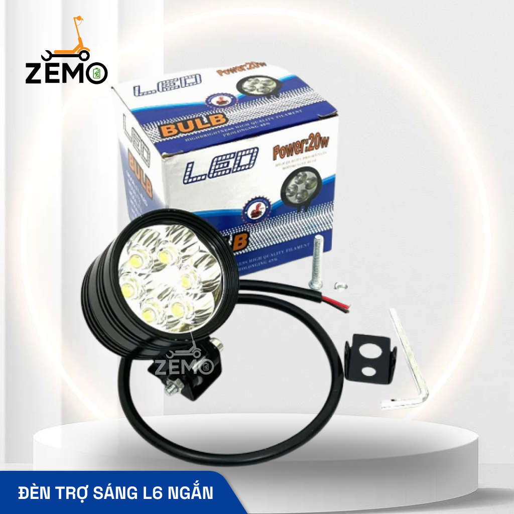 Đèn trợ sáng L6 ngắn siêu sáng giá rẻ cho xe máy và xe điện