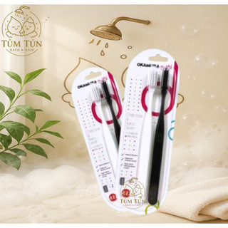OKAMURA_ BÀN CHẢI ĐÁNH RĂNG ASAHI CẶP ĐÔI ĐEN TRẮNG.