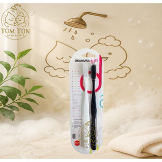 OKAMURA_ BÀN CHẢI ĐÁNH RĂNG ASAHI CẶP ĐÔI ĐEN TRẮNG.