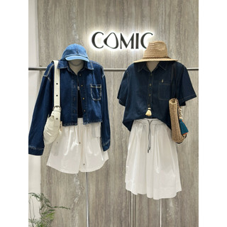 áo denim croptop thêu ngực COMIC