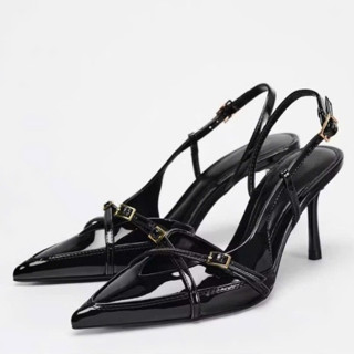 Giày cao gót nữ mũi nhọn cao 7cm 9 cm 2 khóa chéo x _NGOCTRINH STORE _K22