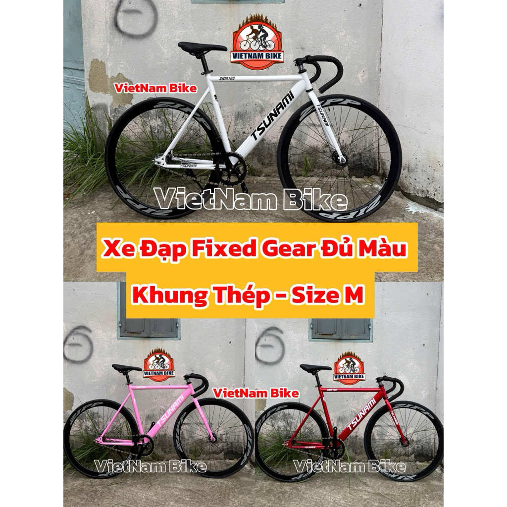  Xe đạp thể thao Fixed gear tsunami snm 100 có  nhiều  màu    kèm strap và đồ lắp   