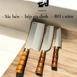 Combo 3 Dao Bếp Gia Đình DABETO – Tay Cầm Giả Trúc – Sắc Bén, Tiện Dụng, Bảo Hành 1 Năm
