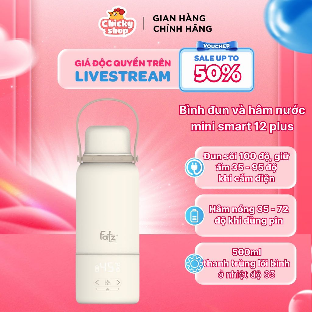 Bình đun và hâm nước pha sữa di động Mini Smart 12 Plus FATZBABY FB3632FD